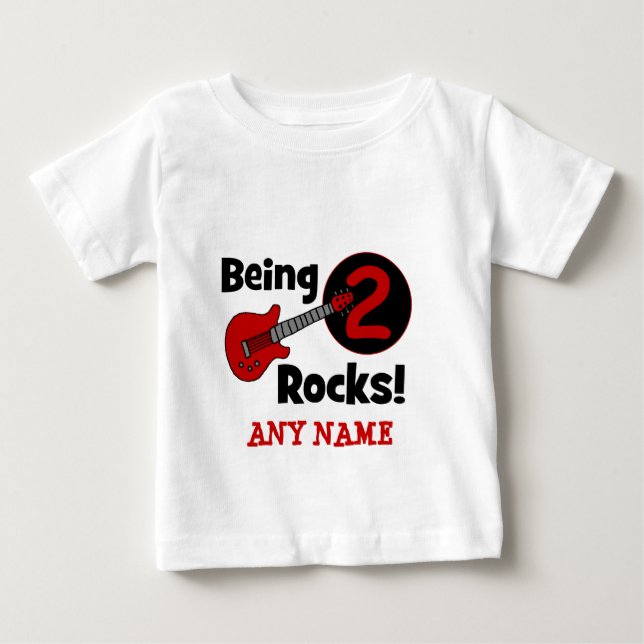 Being 2 Rocks! with Guitar Baby T-Shirt (Front)