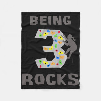 Being 3 Years Old Rocks Girl Rock Climber 3rd Birt Fleece Blanket