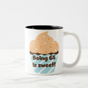 Being 65 is Sweet Birthday T-shirts and Gifts Two-Tone Coffee Mug