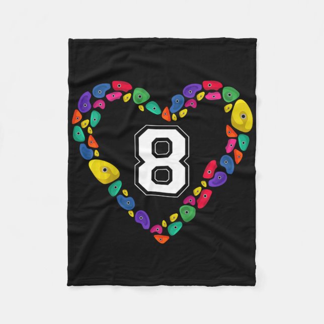 Being 8 Rocks Rock Climbing 8th Birthday Party  Fleece Blanket (Front)