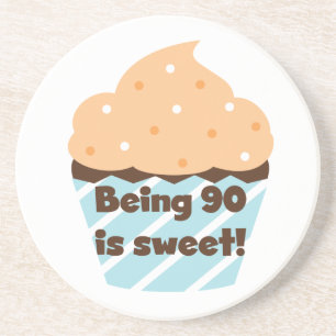 Being 90 is Sweet Birthday T-shirts and Gifts Sandstone Coaster
