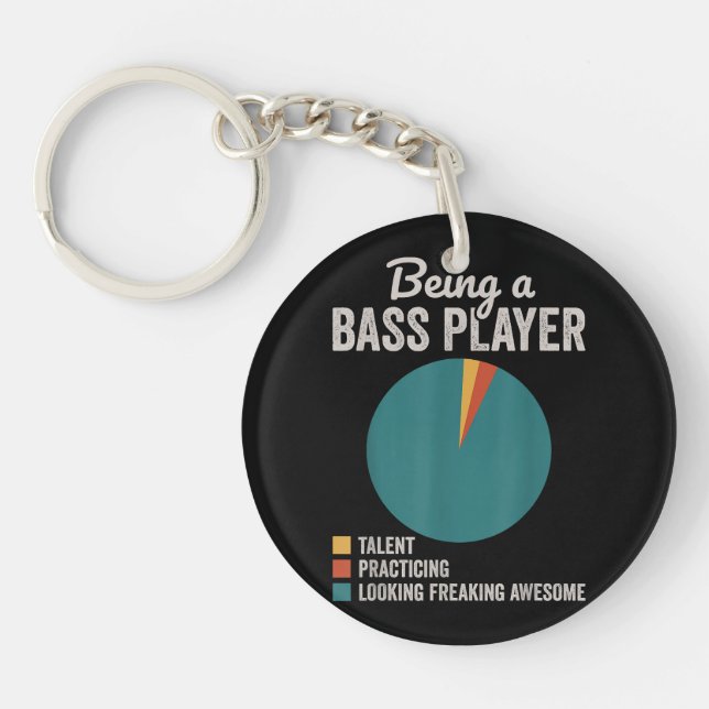 Being a Bassist Musician Funny Bass Guitar Player Keychain (Front)