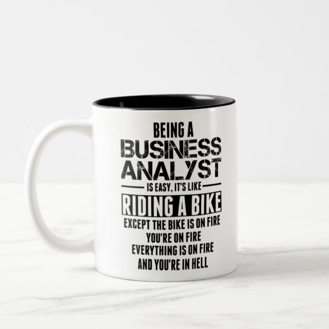 Being A Business Analyst Is Like Riding A Bike Two-Tone Coffee Mug (Left)