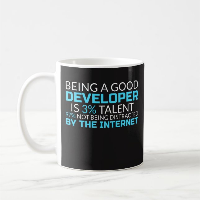 Being a Good Developer is 3% Talent - IT Worker Coffee Mug (Left)