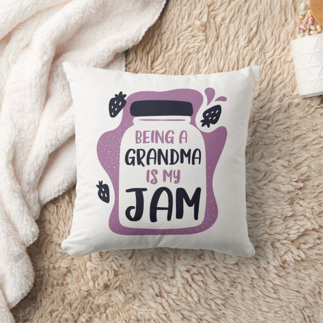 Being A Grandma Is My Jam Throw Pillow (Blanket)