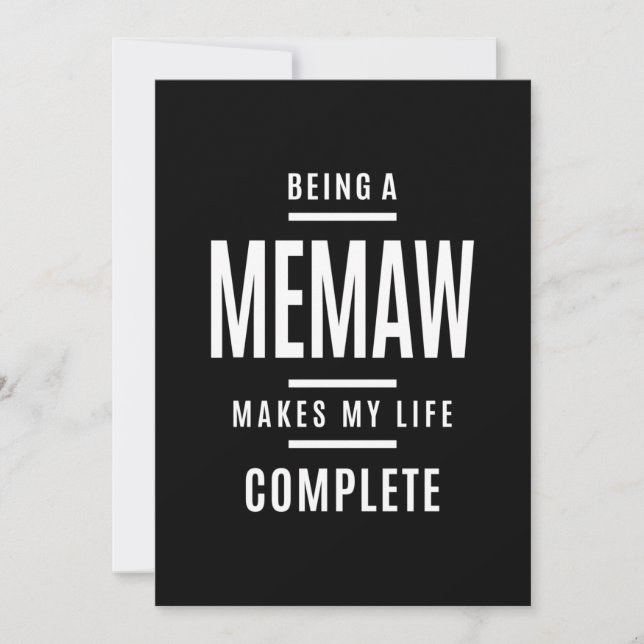Being a Memaw Makes My Life Complete Thank You Card (Front)