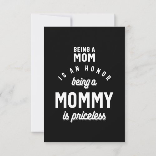 Being a Mom is an Honor Being a Mommy is Priceless RSVP Card