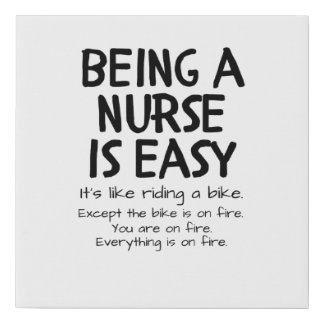 Being a nurse it's easy like riding a bike faux canvas print