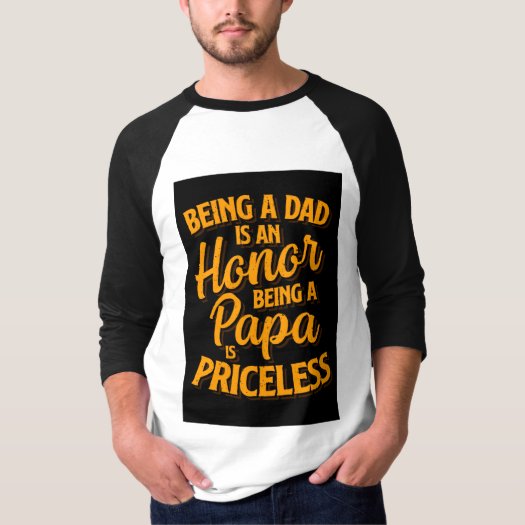 Being A Papa is Priceless Black Yellow Fathers Day T-Shirt