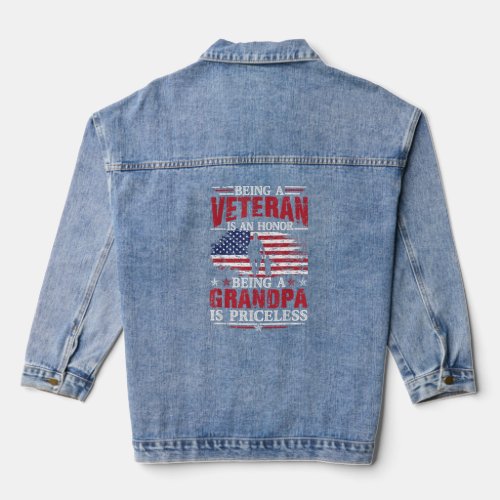 Being a Veteran is an Honor a Grandpa is Priceless Denim Jacket