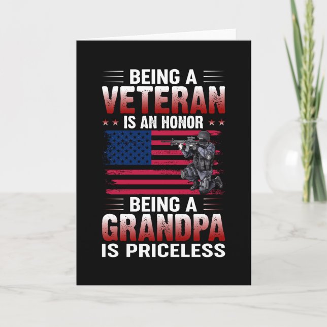 Being A Veteran Is An Honor Being A Grandpa Is Card (Front)