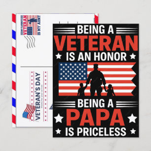 Being a Veteran is an Honor Being a Papa is Pricel Holiday Postcard