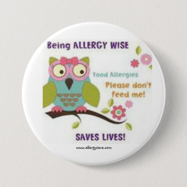 Being Allergy Wise - Awareness badge Pinback Button (Front)