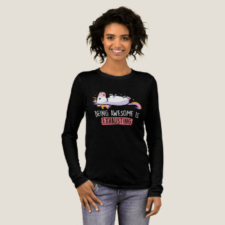 Being awesome is exhausting lazy funny unicorn Tri-Blend shirt