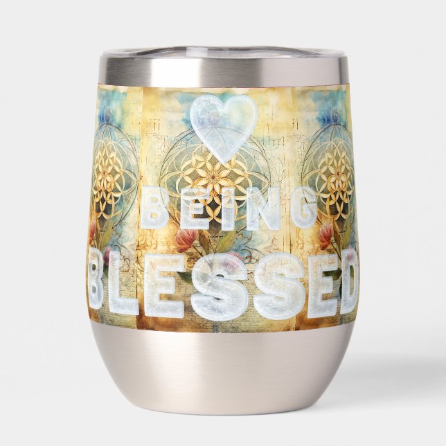 *~* Being Blessed Flower Mandala AP2 Thermal Wine Tumbler (Back)