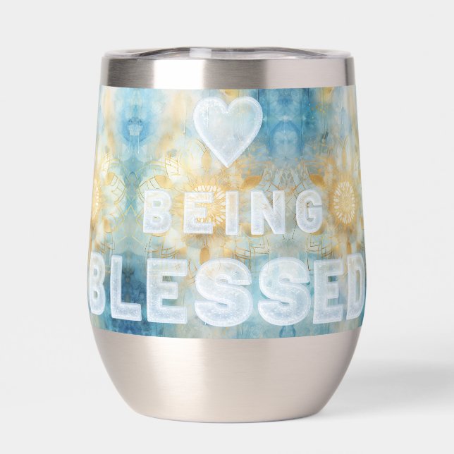 *~* Being Blessed Mandala AP2 Thermal Wine Tumbler (Back)