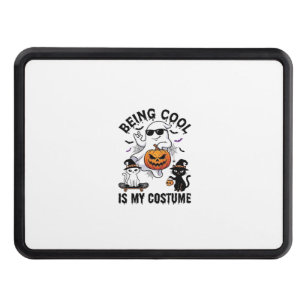 Being Cool Is Costume Halloween Ghost Pumpkin Cat_ Hitch Cover
