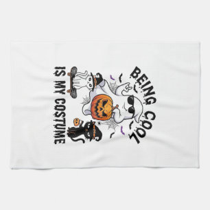 Being Cool Is Costume Halloween Ghost Pumpkin Cat_ Kitchen Towel