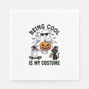 Being Cool Is Costume Halloween Ghost Pumpkin Cat_ Napkins
