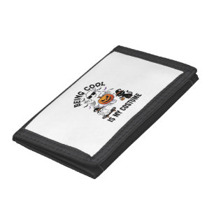 Being Cool Is Costume Halloween Ghost Pumpkin Cat_ Tri-fold Wallet