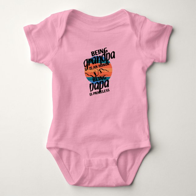 being grandpa is an honor being papa is priceless baby bodysuit (Front)