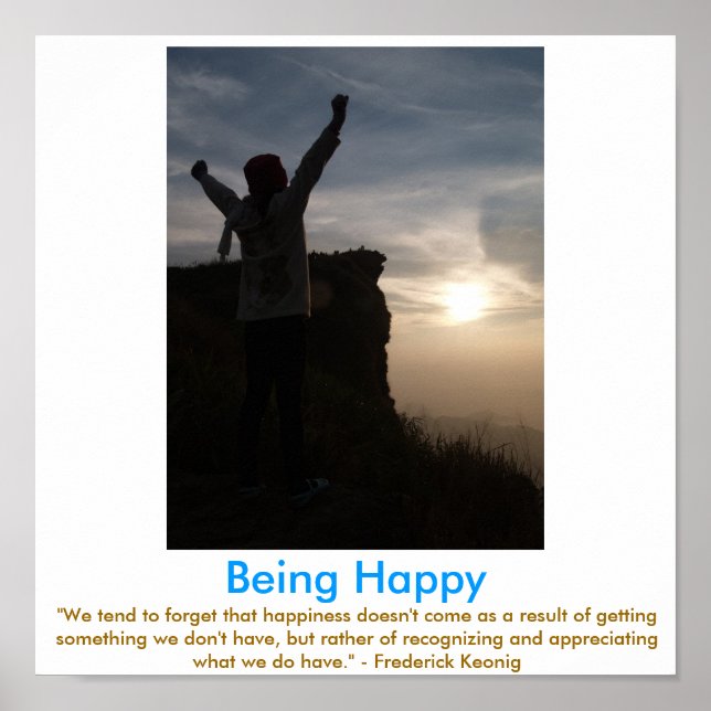 Being HAPPY motivational poster (Front)