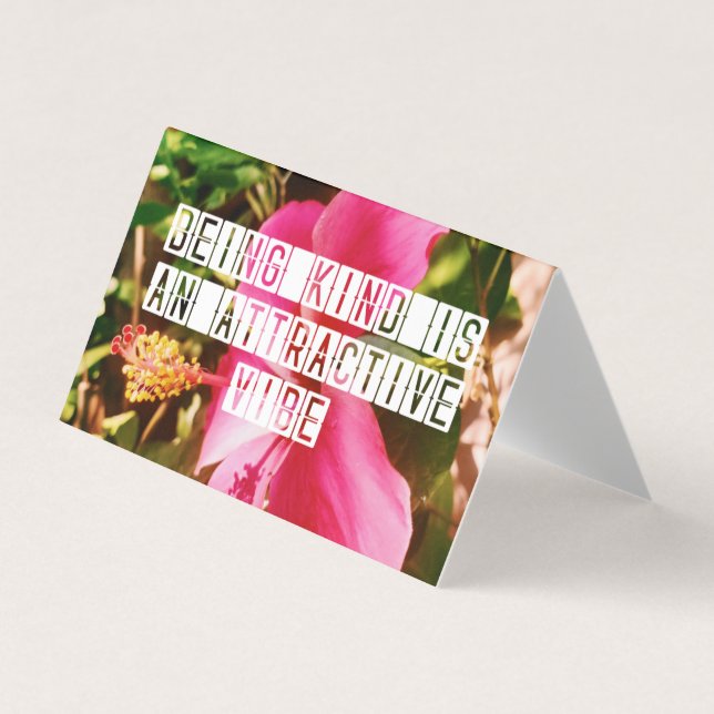 Being Kind Hibiscus Quote Business Card (Front)