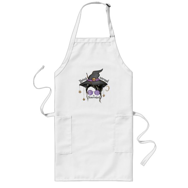 Being Normal Is Overrated – Quirky Witch Halloween Long Apron (Front)