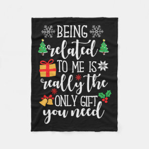 Being Related To Me Funny Christmas Family Pajamas Fleece Blanket