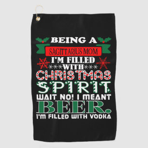 Being Sagittarius Mom Christmas Spirit Beer Golf Towel