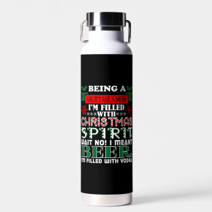 Being Sagittarius Mom Christmas Spirit Beer Water Bottle