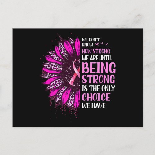 Being Strong Sunflower Pink Ribbon Breast Cancer A Postcard