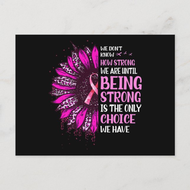 Being Strong Sunflower Pink Ribbon Breast Cancer A Postcard (Front)