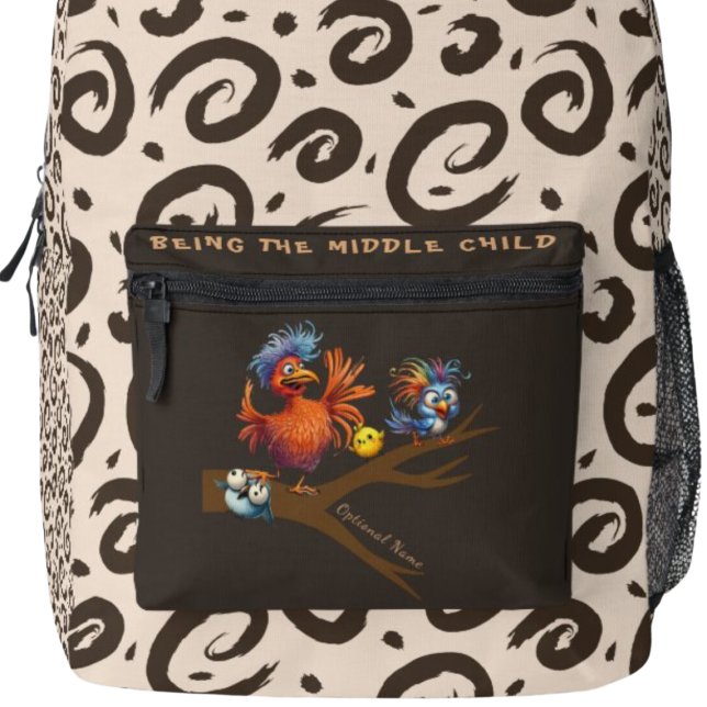 BEING THE MIDDLE CHILD  PRINTED BACKPACK (Being the middle child backpack.  Sibling humor.)