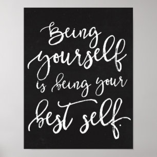 Being Your Best Self Rustic Typography Chalkboard Poster