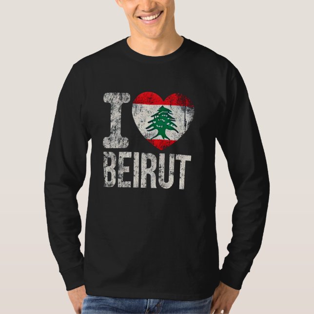 Beirut Lebanon Lebanese Flag I love Beirut T-Shirt (Front)