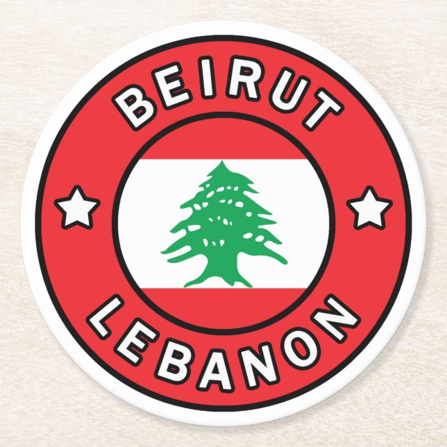 Beirut Lebanon Round Paper Coaster (Front)
