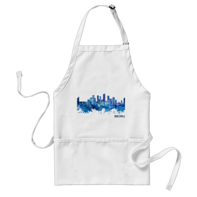 Beirut Lebanon Skyline Blue Adult Apron (Front)