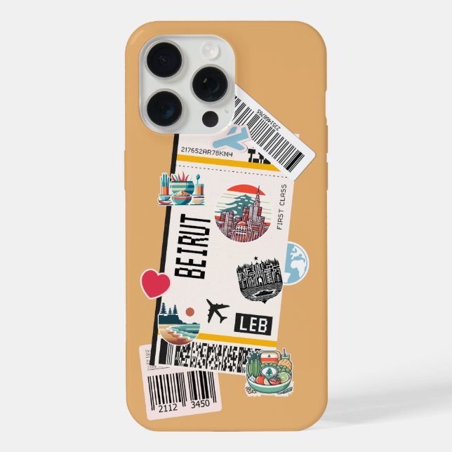 BEIRUT LEBANON TRAVEL BOARDING PASS  iPhone CASE (Back)