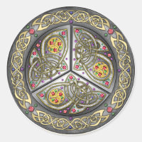 Bejeweled Celtic Shield Classic Round Sticker