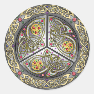 Bejeweled Celtic Shield Classic Round Sticker