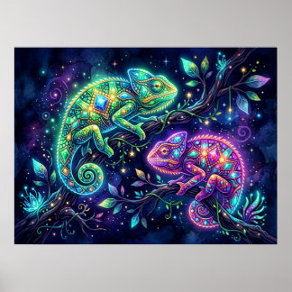 Bejeweled Chameleon Design Wall Poster