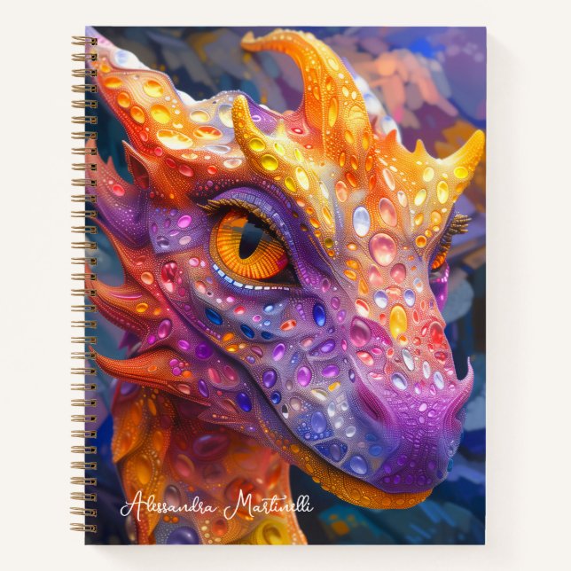 Bejeweled Dragon - Personalized Fantasy Notebook (Front)