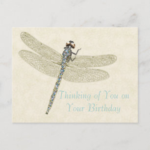 Bejeweled Dragonfly Birthday Wishes Postcard