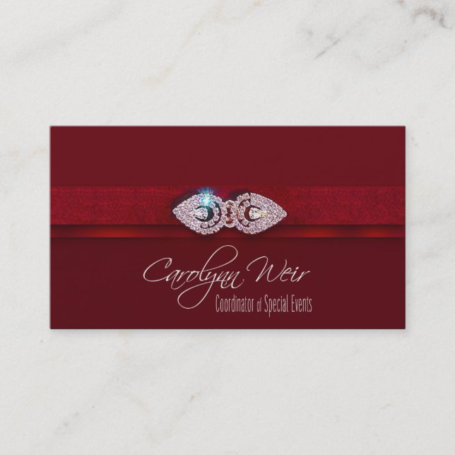 "Bejeweled" - Glamorous Elegant Event Planner Business Card (Front)