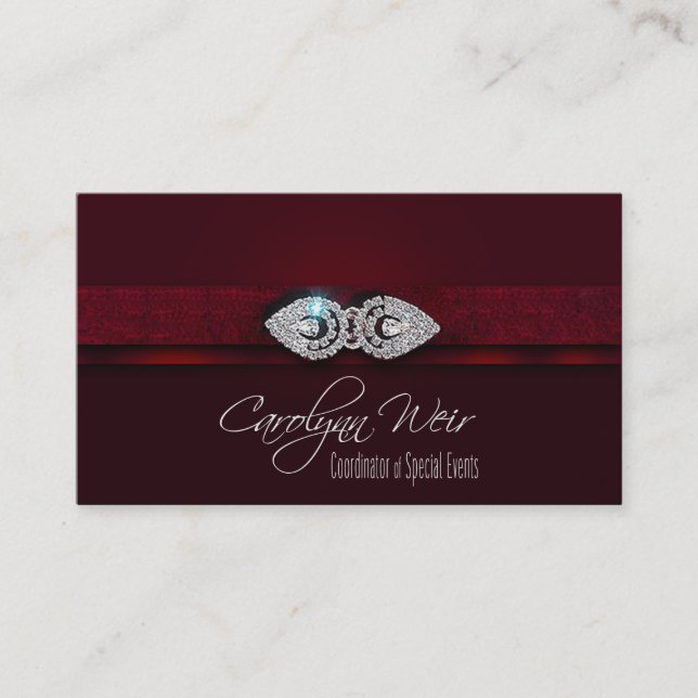 "Bejeweled" - Glamorous Elegant Event Planner Business Card (Front)