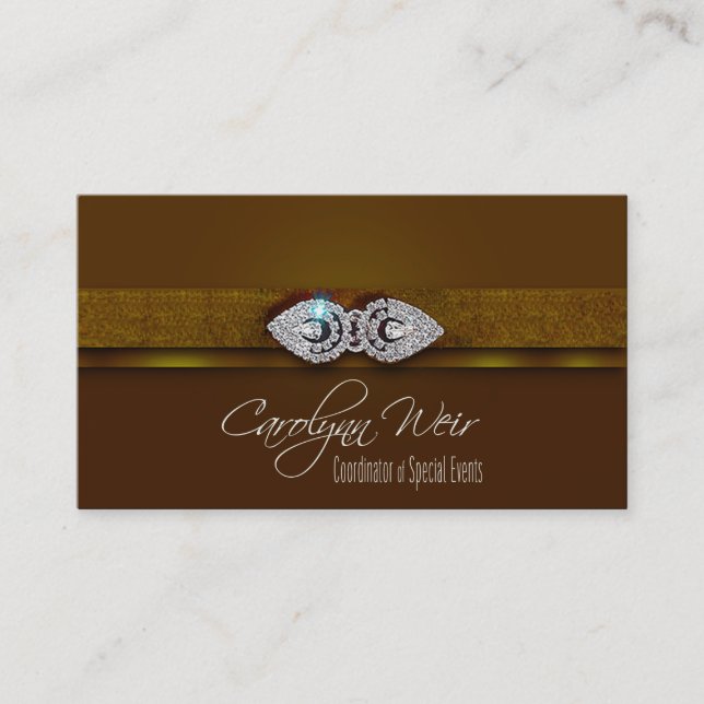 "Bejeweled" - Glamorous Elegant Event Planner Business Card (Front)