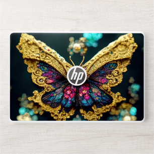 Bejeweled Gold Gemstone Butterfly HP Laptop Skin