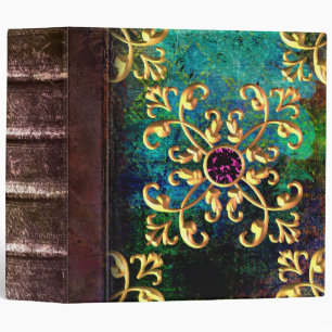 Bejeweled Green and Amethyst Ancient Tome 3 Ring Binder
