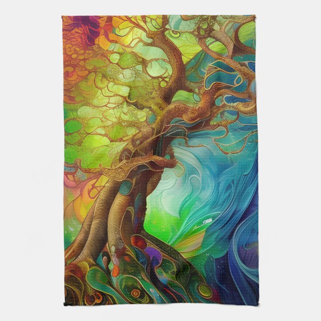 Bejeweled Tree Kitchen Towel (Vertical)